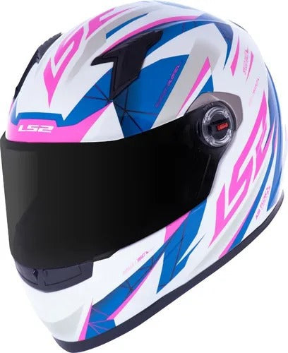 Capacete Ls2 Classic Draze Blue/pink Integral Motociclista