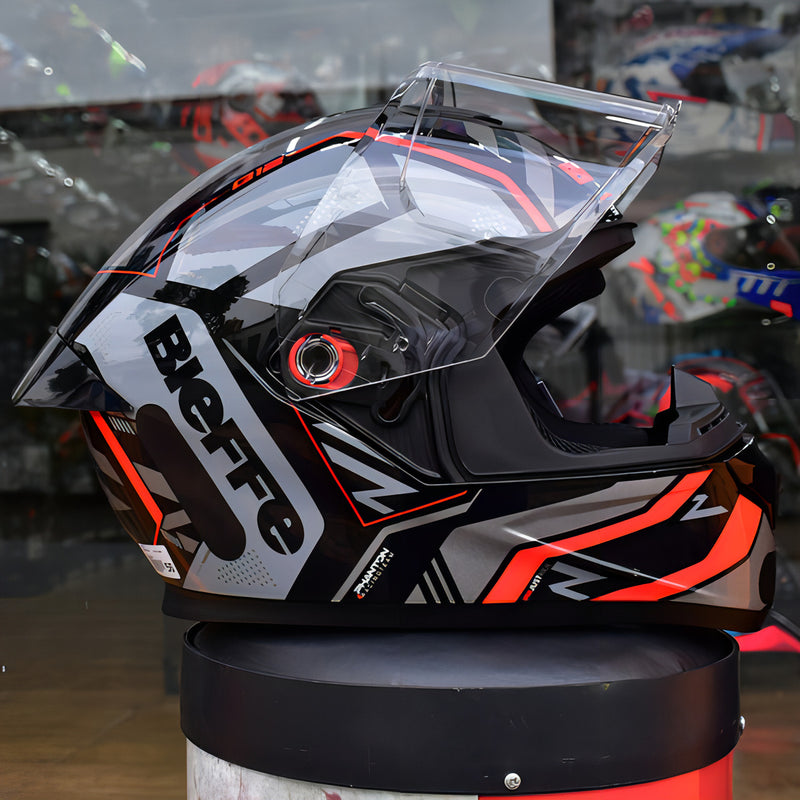 Capacete Bieffe B12 Phanton Esportivo Preto Moto Aerofolio Cor Preto/Vermelho Brilho Tamanho do capacete 58