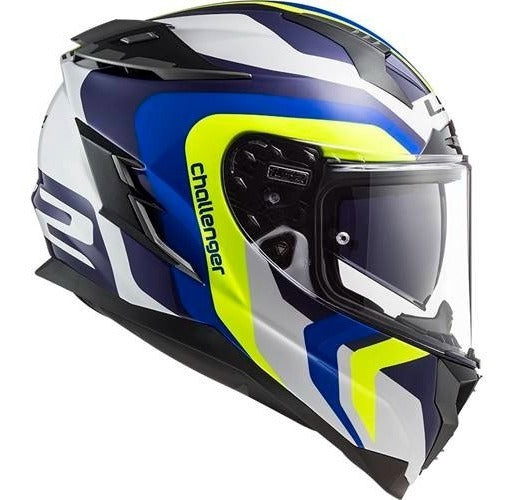 Capacete Ls2 Challenger Ff327 Galactic Branco/amar/azul