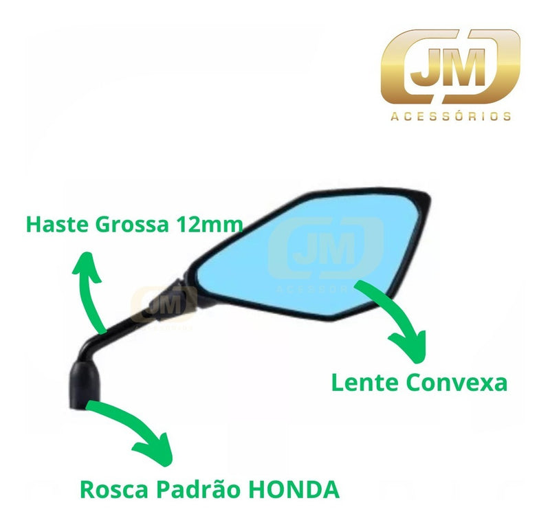 Retrovisor Gvs Kawasaki Z400 Fixo Honda Lente Convexa Azul