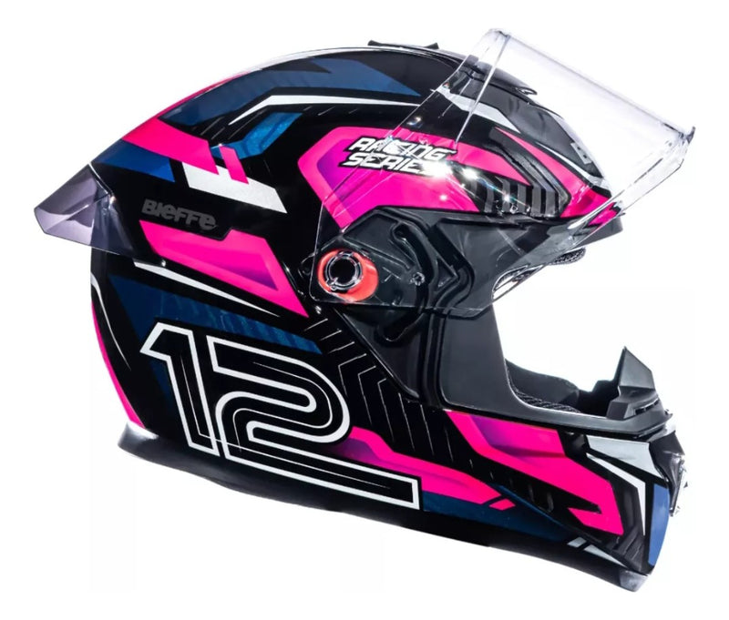 Capacete Bieffe B12  Misano Rosa+ Viseira Colorida