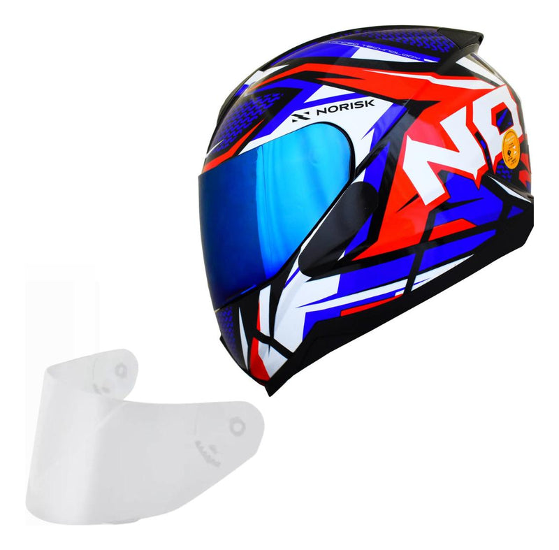 Capacete Masculino Norisk Razor Sharp Azul Moto Viseira Azul