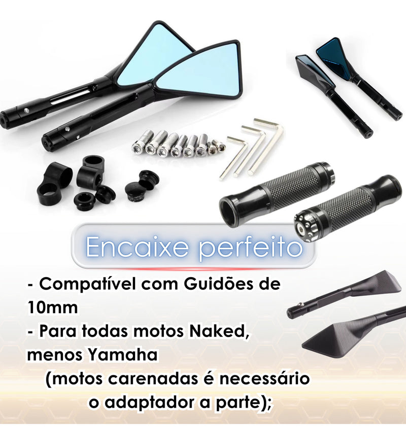 Kit Retrovisor Esportivo Com Manopla Cb Twister Fazer 250 Xt