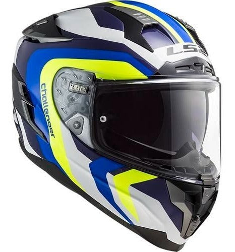 Capacete Ls2 Challenger Ff327 Galactic Branco/amar/azul