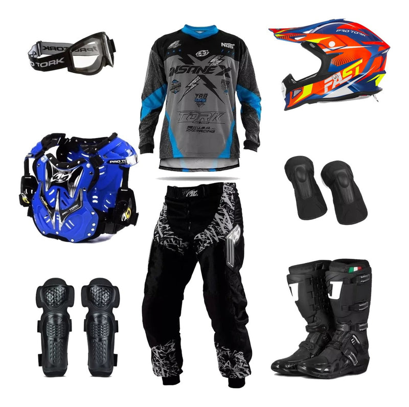 Kit Roupa Motocross Conjunto Trilha Off Road 8 Itens Piloto