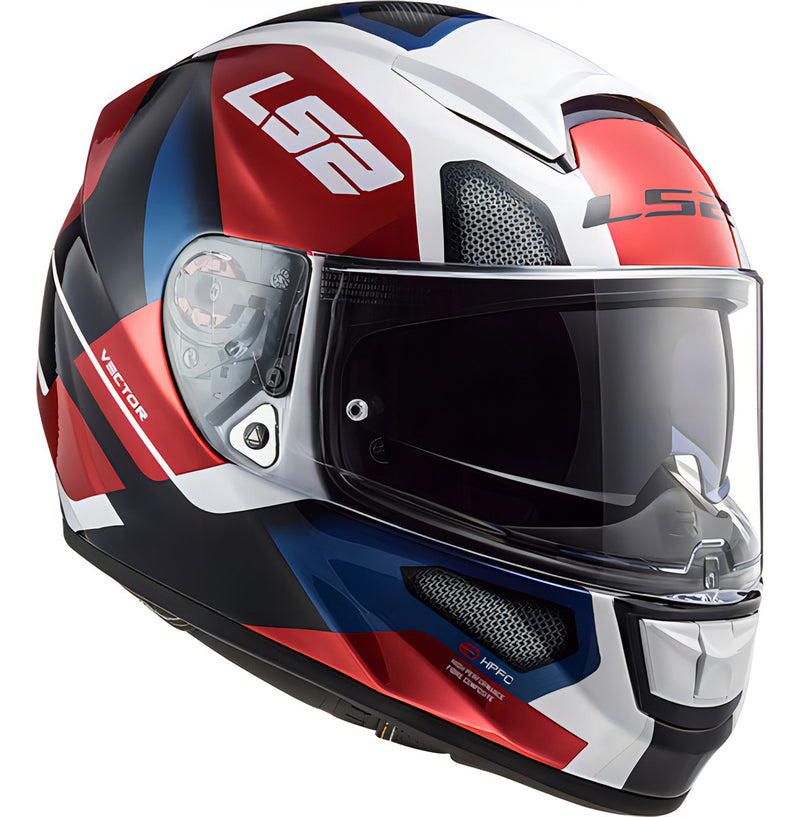 Capacete Ls2 Vector Ff397 Evo Automat Branco Azul Tricompost Cor Branco/Azul/Vermelho Tamanho do capacete 58