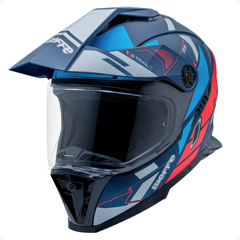 Capacete B-trail Conquest Azul Ciano Fosco Bieffe Com Pala