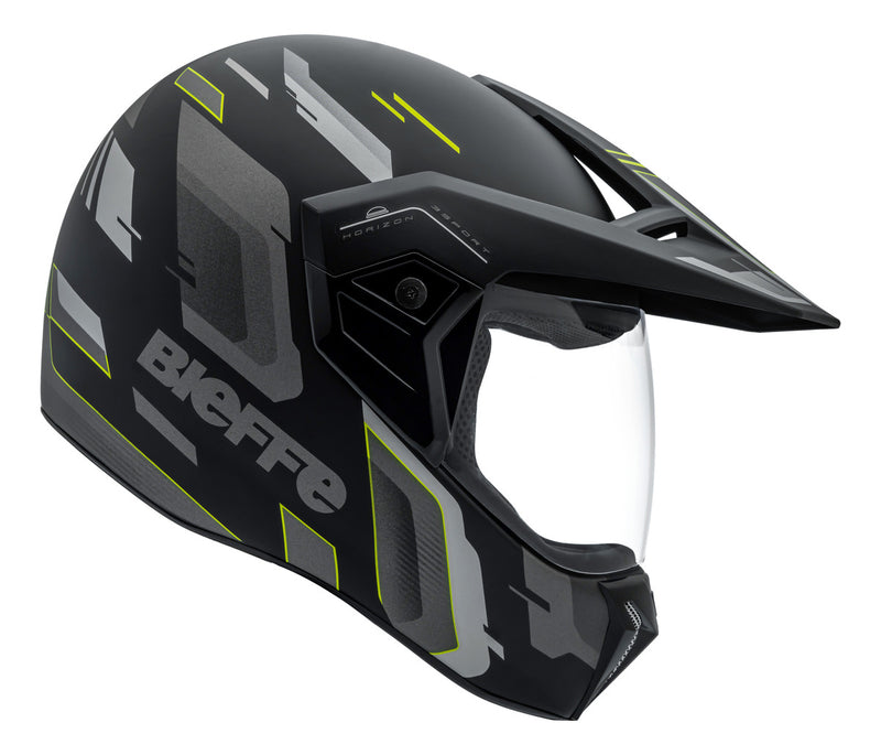 Capacete Fechado Bieffe 3 Sport Horizon Preto Fosco Amarelo