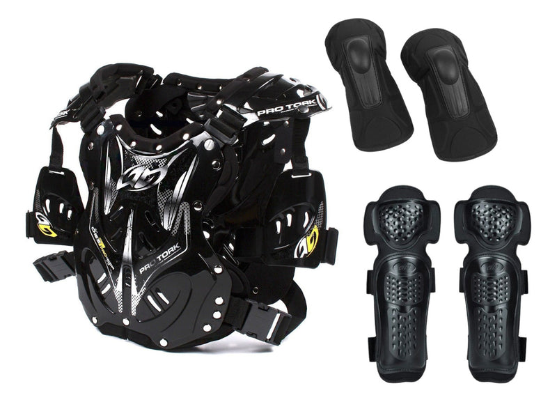 Kit Motocross Protork 3 Itens Colete+ Joelheira+ Cotoveleira