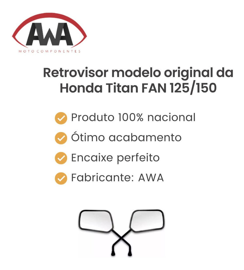 Par Retrovisor Espelho Mod. Original Honda Titan Fan 125 150