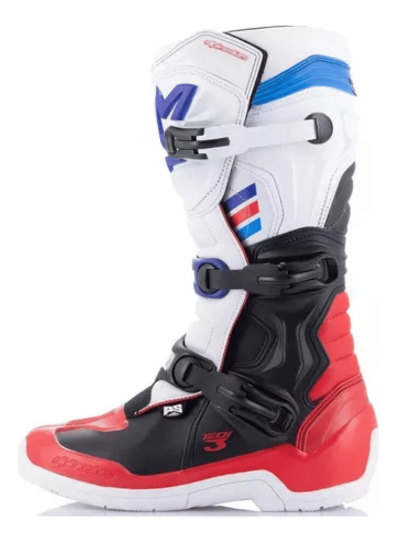 Bota Tech 3 Alpinestars Off Road Branco Vermelho Azul Brasil