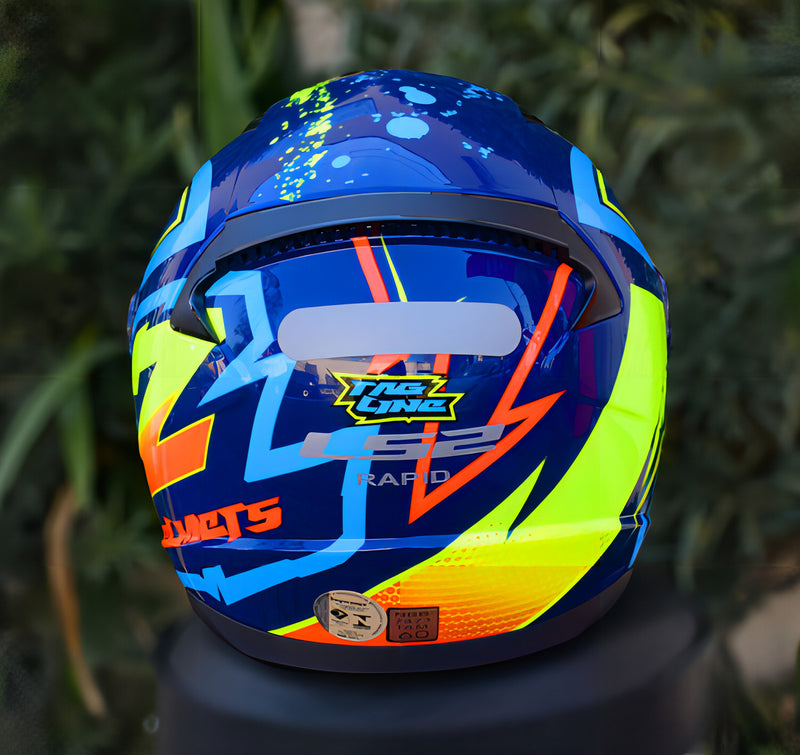 Capacete Ls2 Ff353 Tagline Amarelo/ Azul Brilho