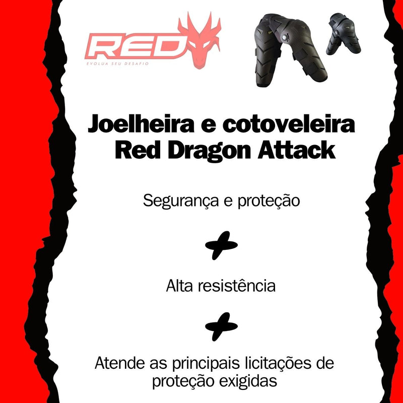 Kit Joelheira Cotoveleira Articulada Red Dragon Motocross