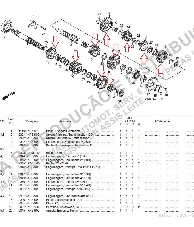 Caixa Marcha Engrenagem Cambio Completo Crf 230 Original H