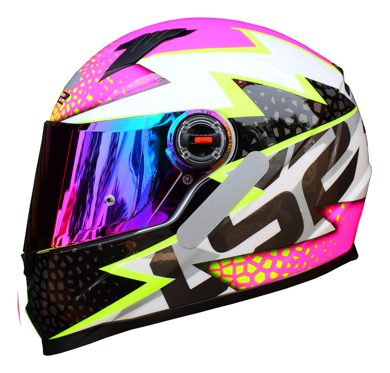 Capacete Feminino Ls2 Ff358 Speedy Branco Rosa Fechado Moto