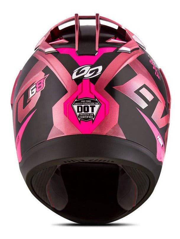 Capacete Rosa Feminino Fechado Pro Tork G8 Viseira Camaleão