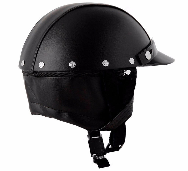 Capacete Couro Coquinho Pro Tork Custom Bike Moto Cor Preto