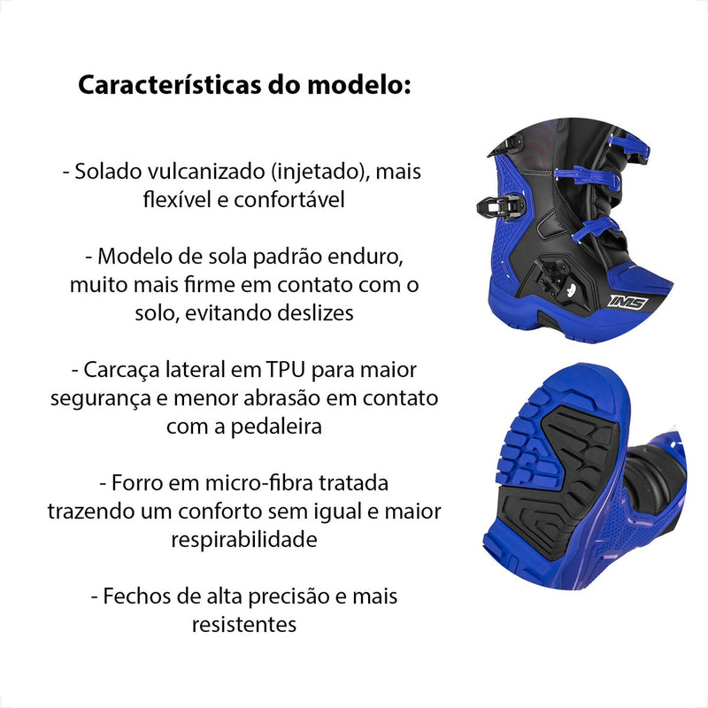 Bota Ims Robust Injetada Azul/preta De Trilha Motocross