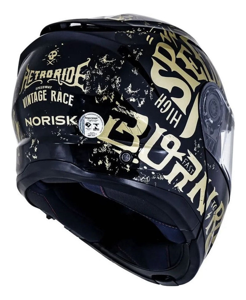 Capacete Norisk Force Sv Born To Ride Dourado Escamoteável