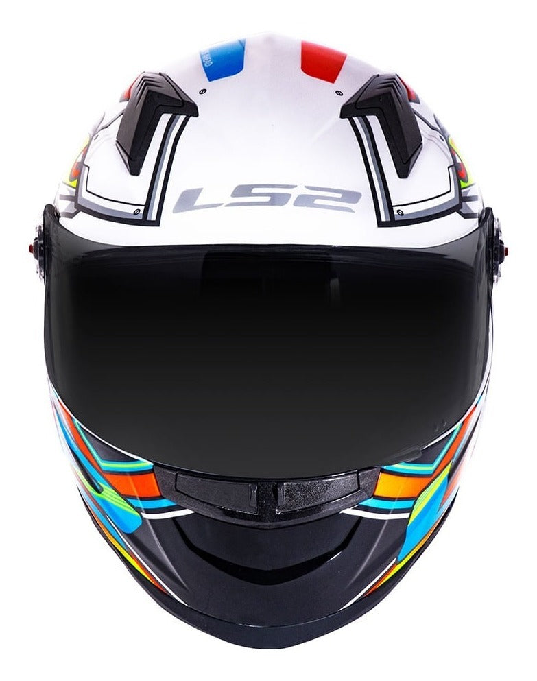 Capacete Masculino Ls2 Ff358 X-drone Branco Colorido Fechado