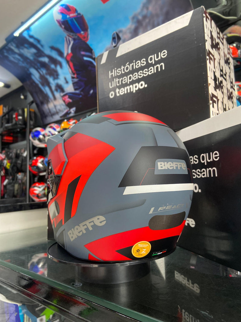 Capacete Bieffe 3 Sport React Vermelho/cinza-fosco Novo