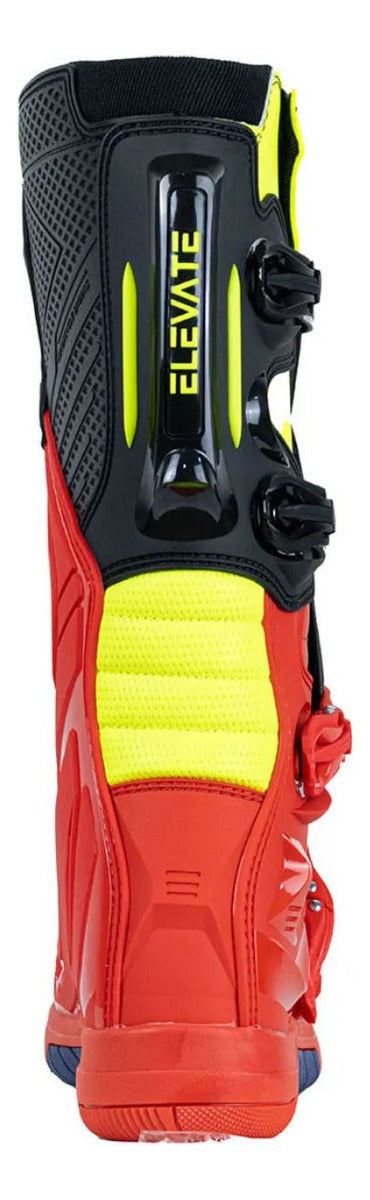 Bota Motocross Asw Elevate Vermelha Preta Amarela Fluo