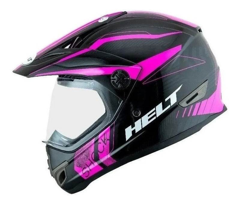 Capacete Feminino Helt Cross Vision Shock Esportivo Pto Rosa