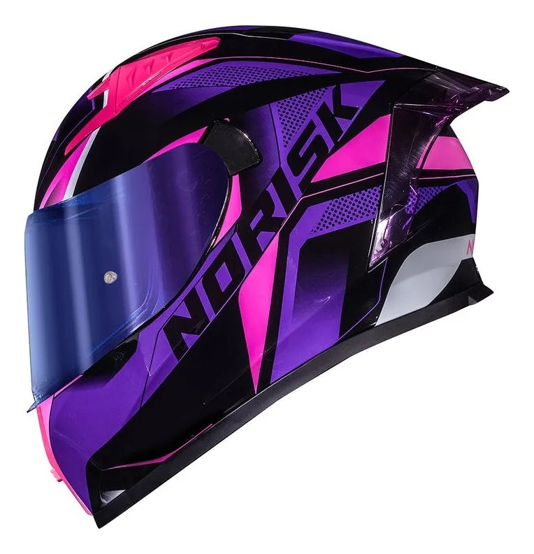 Capacete Norisk Flow Pulse Roxo Rosa Com Spoiler + Viseira