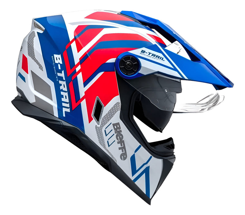 Capacete Bieffe B-trail Defender Branco C/ Oculos Interno