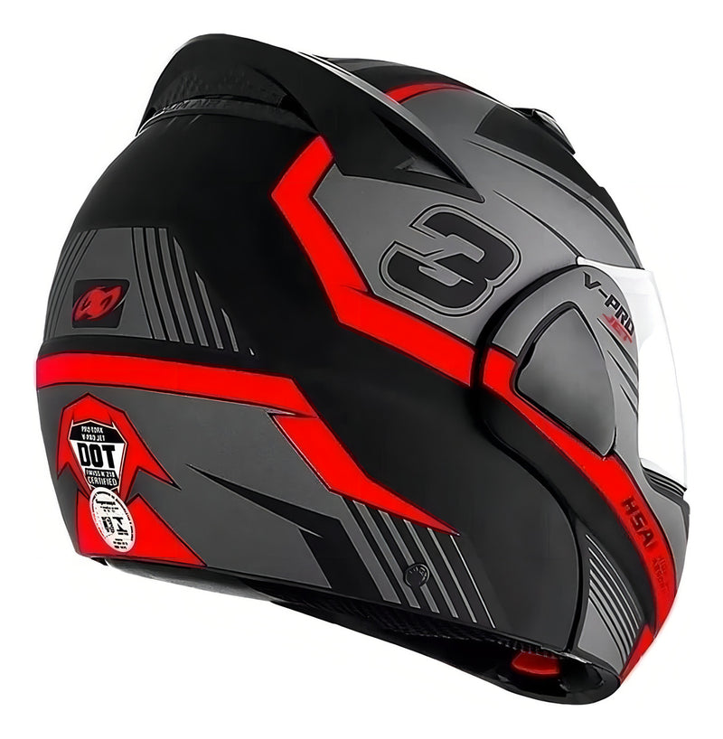 Capacete para moto  escamoteável Pro Tork V-Pro  Jet 3  preto e vermelho jet 3 tamanho 58