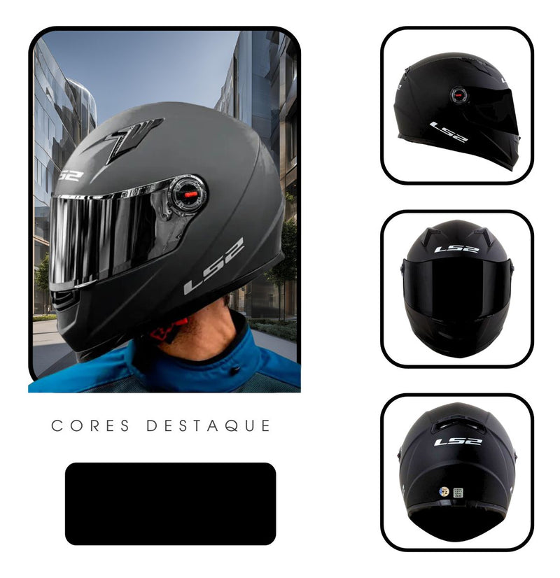 Capacete Ls2 Ff358 Monocolor Preto Fosco