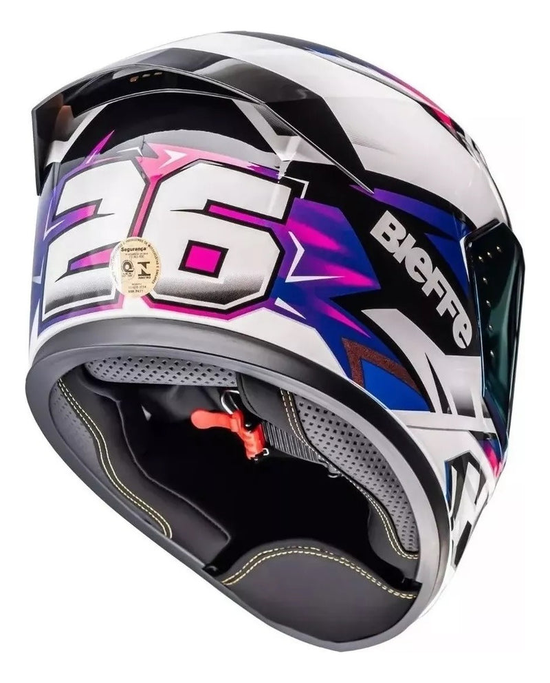 Capacete Bieffe B-12 Kf Branco Perolado Roxo