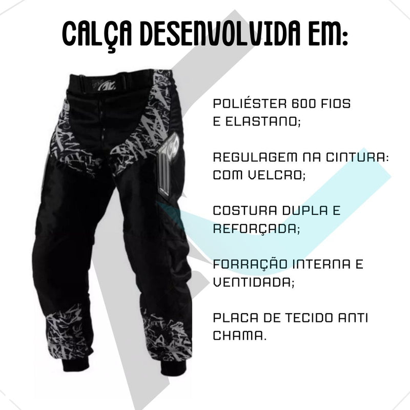 Kit Calça Camisa Kids Infantil Capacete Óculos Motocross Off