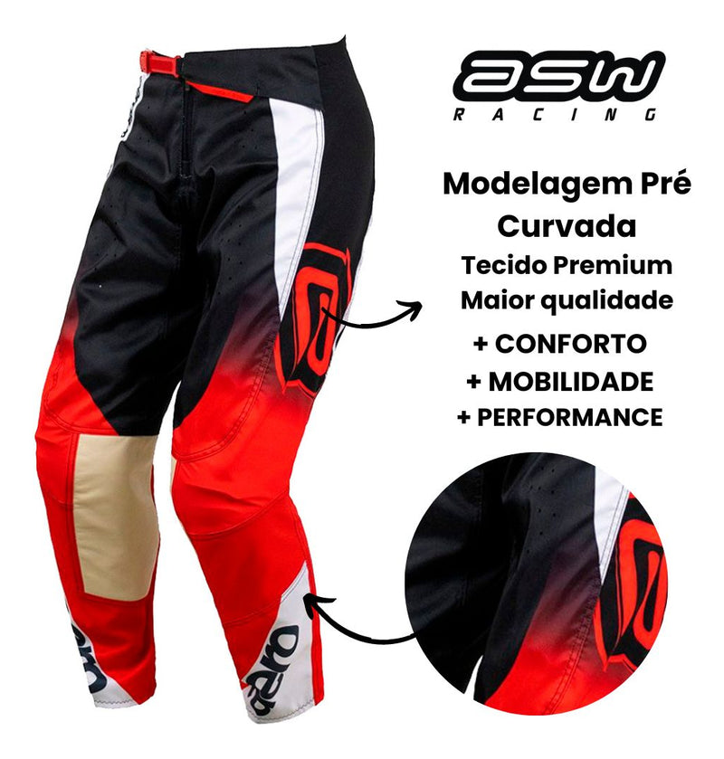 Conjunto Roupa Asw Podium Nitro 25 Motocross Trilha Enduro