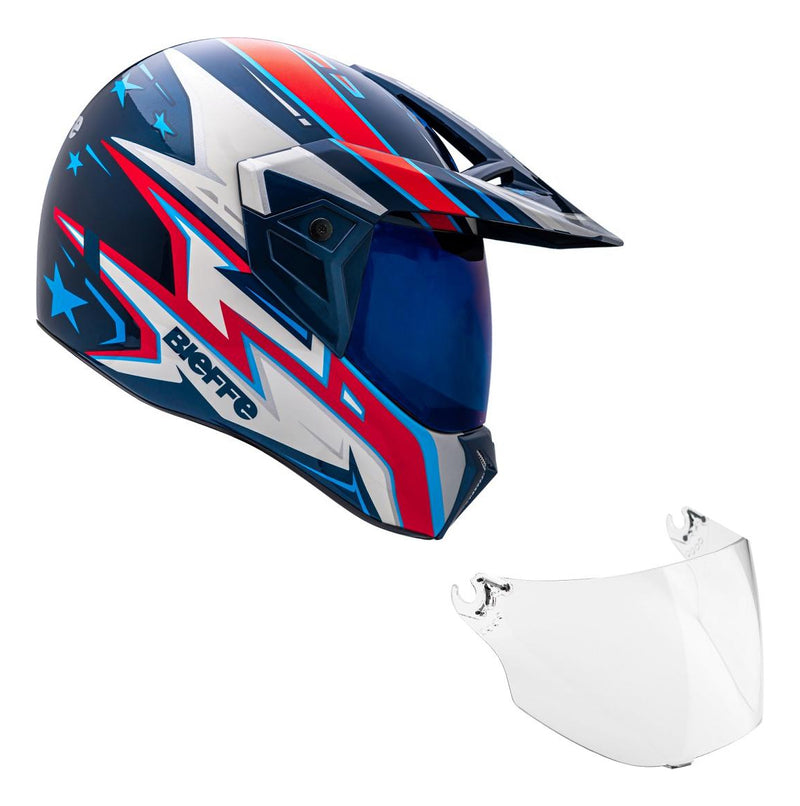 Capacete Bieffe 3 Sport Moto Azv50 Masculino Azul + Viseira