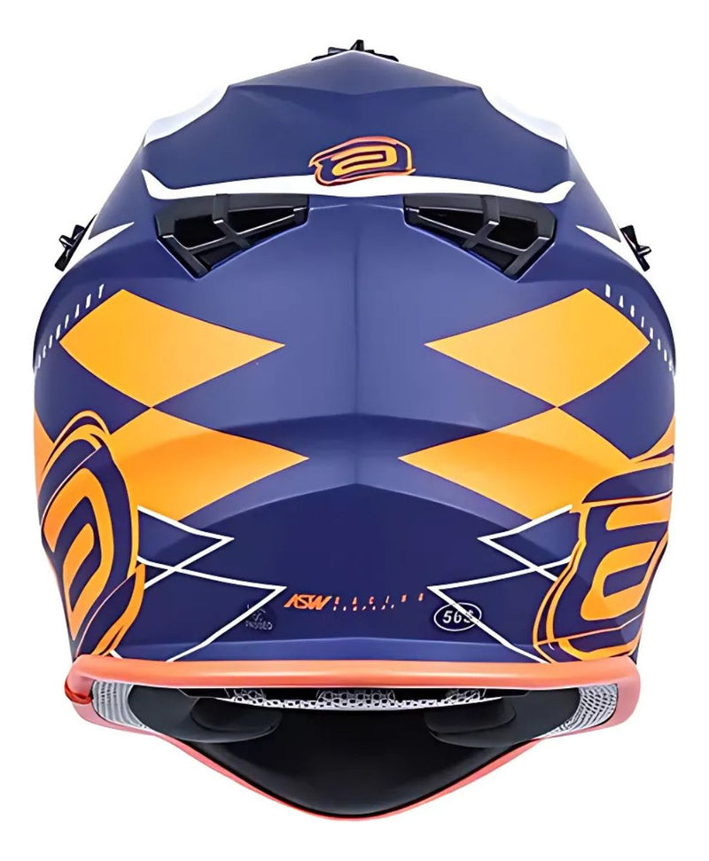 Capacete Asw Motocross R3 Victorious Azul Laranja Branco