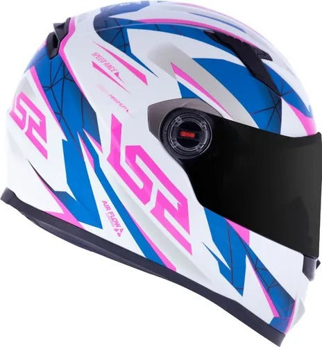 Capacete Ls2 Classic Draze Blue/pink Integral Motociclista