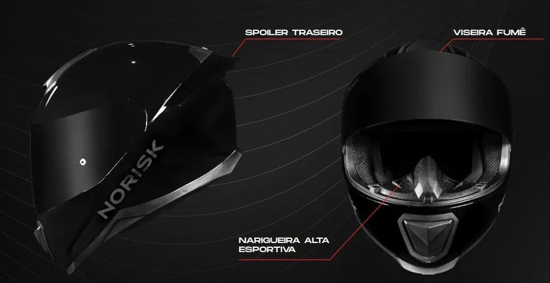 Capacete Norisk Razor Black Edition Viseira Fumê + Spoiler