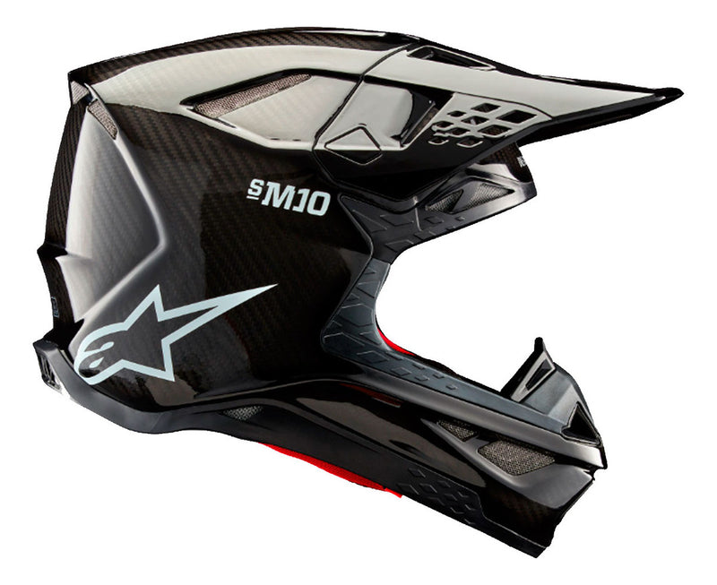 Capacete Motocross Alpinestars Sm10 Fibra De Carbono Preto