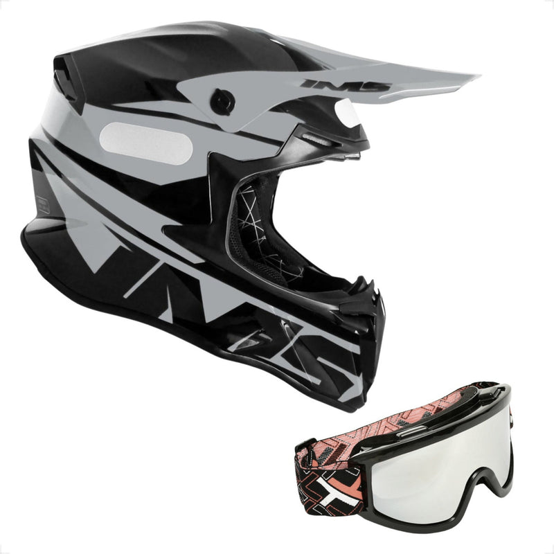 Capacete Ims Revo Cinza Preto + Óculos Motocross Trilha