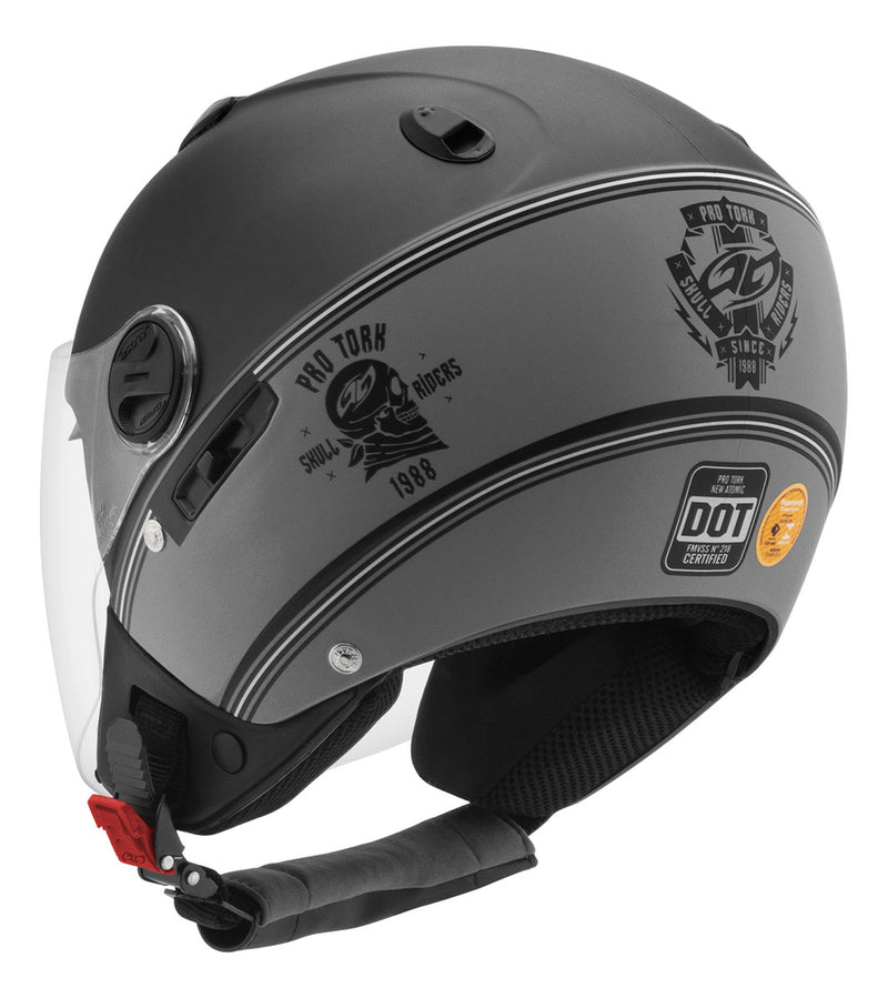 Capacete Moto Aberto Pro Tork New Atomic Skull Viseira Dupla