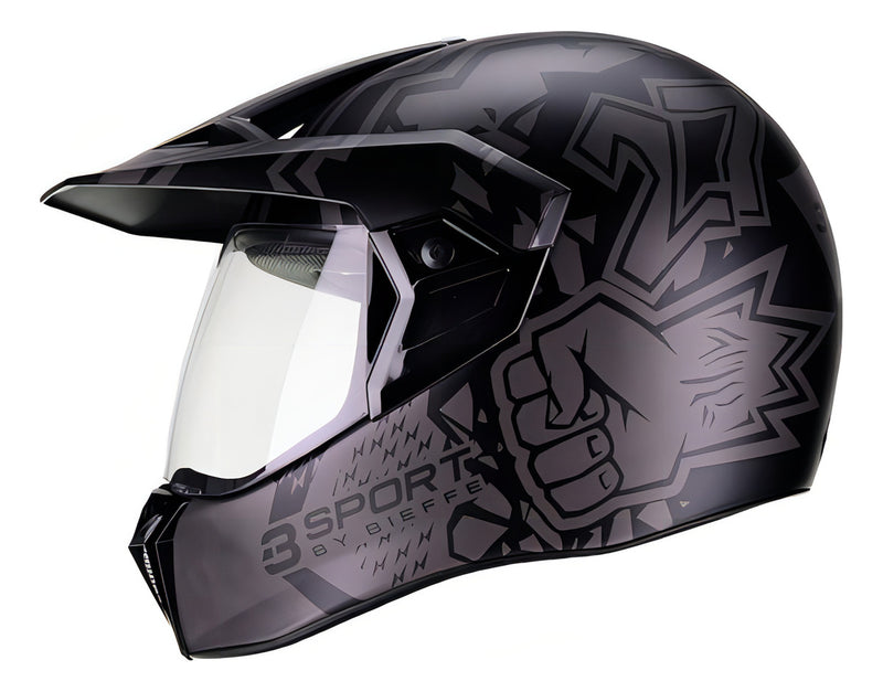 Capacete Bieffe 3 Sport Big Push Preto Fosco Grafite Tamanho do capacete 56