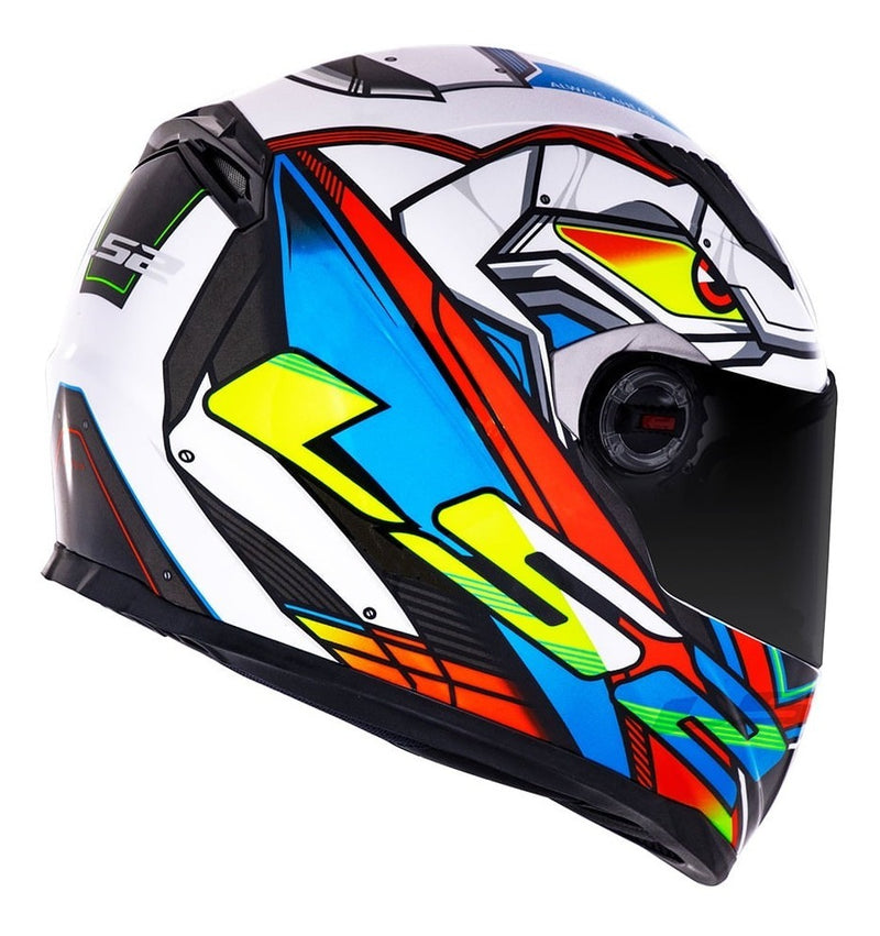 Capacete Masculino Ls2 Ff358 X-drone Branco Colorido Fechado