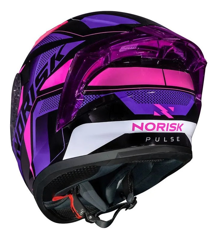 Capacete Norisk Flow Pulse Roxo Rosa Com Spoiler + Viseira