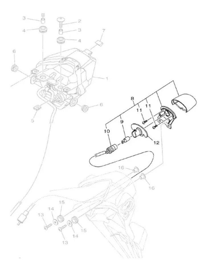 Lanterna Traseira Luz Placa Mt03 2017/2022 Yzf-r3 2016/2022