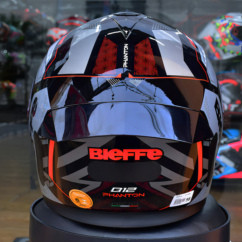 Capacete Bieffe B12 Phanton Esportivo Preto Moto Aerofolio Cor Preto/Vermelho Brilho Tamanho do capacete 58