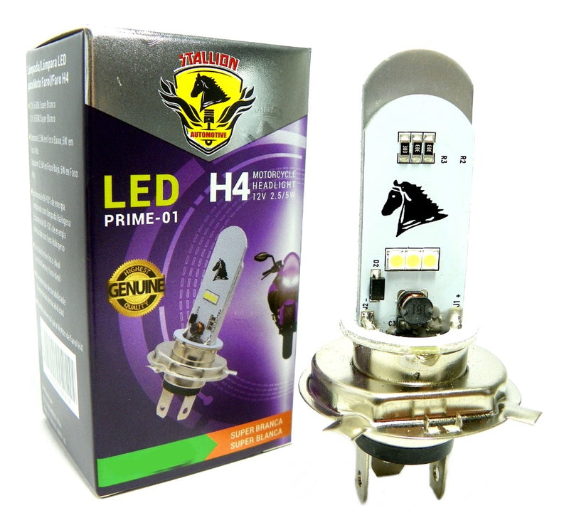 1 Lampada Moto H4 Super Led  Efeito Xenon 8000k Cg Ybr Cb