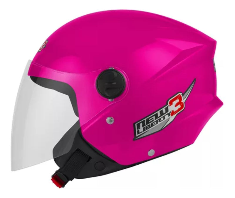 Capacete Moto Aberto New Liberty 3 Three Rosa Brilhante