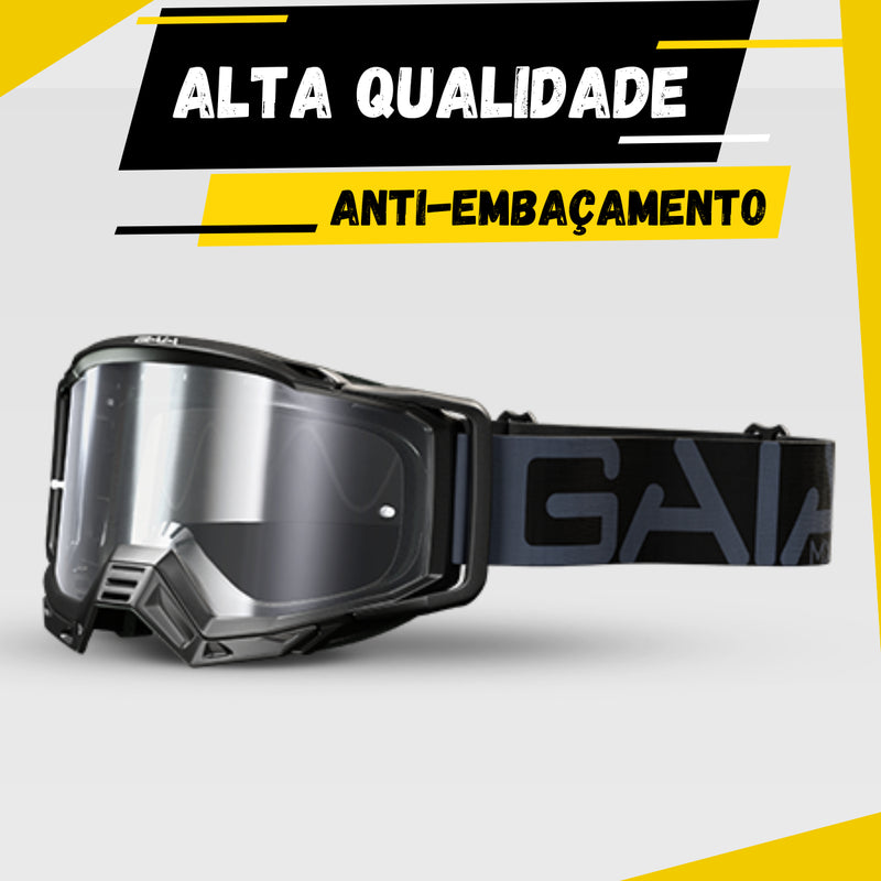 Óculos Motocross Gaia Mx Pro - Full Black - Anti Embaçante!