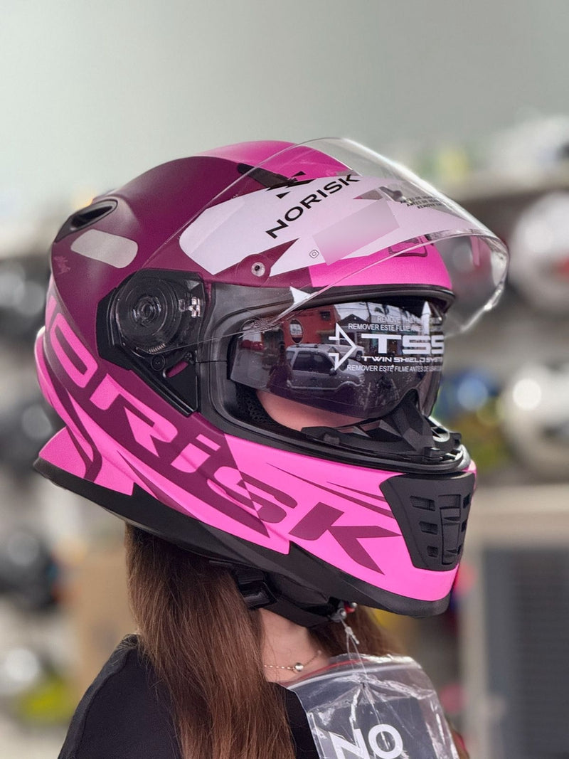 Capacete Norisk Moto Classico Feminino Ff302 Manty Rosa